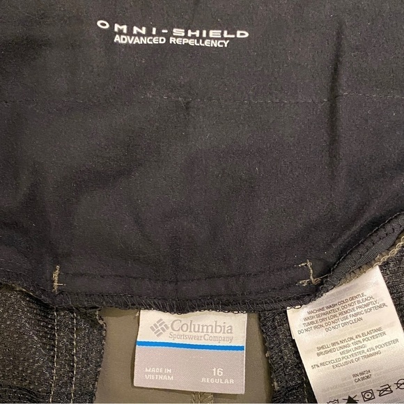 Columbia Sz 16 Convertible Zip Pants Olive Green Stretch Mid Rise Hiking Fishing - Picture 12 of 15